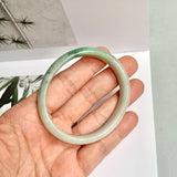 52.4mm A-Grade Natural Green Floral Jadeite Modern Oval Bangle No.151814