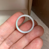 17mm A-Grade White Green Jadeite Slim Cut Ring Band No. 162599