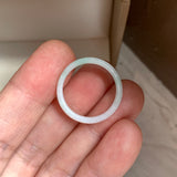 17mm A-Grade White Green Jadeite Slim Cut Ring Band No. 162599
