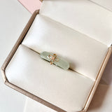 18.1mm A-Grade Natural Light Green Jadeite Ring with M.Petals Embellishment No.162324