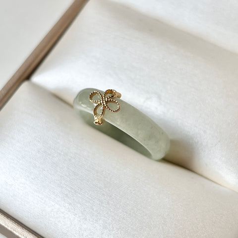 18.1mm A-Grade Natural Light Green Jadeite Ring with M.Petals Embellishment No.162324