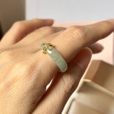 18.1mm A-Grade Natural Light Green Jadeite Ring with M.Petals Embellishment No.162324