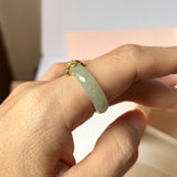 18.1mm A-Grade Natural Light Green Jadeite Ring with M.Petals Embellishment No.162324