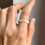 17mm A-Grade White Green Jadeite Slim Cut Ring Band No. 162600