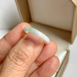 17mm A-Grade White Green Jadeite Slim Cut Ring Band No. 162600