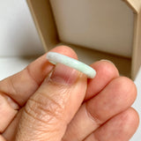 17mm A-Grade White Green Jadeite Slim Cut Ring Band No. 162600
