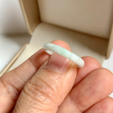 17mm A-Grade White Green Jadeite Slim Cut Ring Band No. 162600