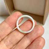 17mm A-Grade White Green Jadeite Slim Cut Ring Band No. 162600