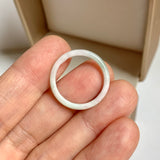 17mm A-Grade White Green Jadeite Slim Cut Ring Band No. 162600