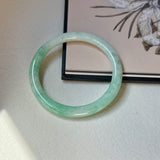 54.8mm A-Grade Natural Moss On Snow Jadeite Traditional Round Bangle No.152068