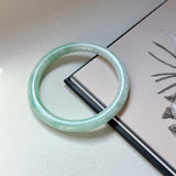 54.8mm A-Grade Natural Moss On Snow Jadeite Traditional Round Bangle No.152068