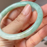 54.8mm A-Grade Natural Moss On Snow Jadeite Traditional Round Bangle No.152068