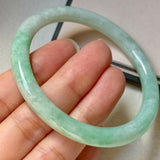 54.8mm A-Grade Natural Moss On Snow Jadeite Traditional Round Bangle No.152068