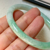 54.8mm A-Grade Natural Moss On Snow Jadeite Traditional Round Bangle No.152068