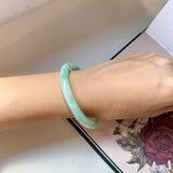 54.8mm A-Grade Natural Moss On Snow Jadeite Traditional Round Bangle No.152068