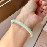 54.8mm A-Grade Natural Moss On Snow Jadeite Traditional Round Bangle No.152068