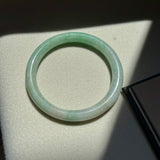 57.2mm A-Grade Natural Moss On Snow Jadeite Traditional Round Bangle No.152069