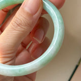 57.2mm A-Grade Natural Moss On Snow Jadeite Traditional Round Bangle No.152069