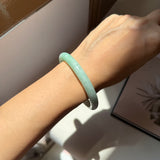 57.2mm A-Grade Natural Moss On Snow Jadeite Traditional Round Bangle No.152069