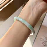 57.2mm A-Grade Natural Moss On Snow Jadeite Traditional Round Bangle No.152069