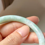 57.2mm A-Grade Natural Moss On Snow Jadeite Traditional Round Bangle No.152069