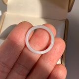17.1mm A-Grade White Green Jadeite Slim Cut Ring Band No. 162601
