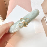 58mm A-Grade Natural Light Green Jadeite Modern Round Bangle with M.Petals Embellishment No.151975