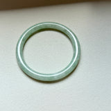 59.2mm A-Grade Natural Moss On Snow Jadeite Traditional Round Bangle No.152070