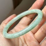 59.2mm A-Grade Natural Moss On Snow Jadeite Traditional Round Bangle No.152070