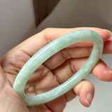 59.2mm A-Grade Natural Moss On Snow Jadeite Traditional Round Bangle No.152070