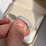 17.1mm A-Grade White Green Jadeite Slim Cut Ring Band No. 162602