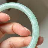 59.2mm A-Grade Natural Moss On Snow Jadeite Traditional Round Bangle No.152070