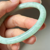 59.2mm A-Grade Natural Moss On Snow Jadeite Traditional Round Bangle No.152070
