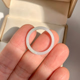 17.1mm A-Grade White Green Jadeite Slim Cut Ring Band No. 162602