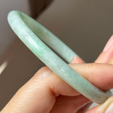 59.2mm A-Grade Natural Moss On Snow Jadeite Traditional Round Bangle No.152070