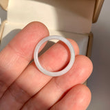17.1mm A-Grade White Green Jadeite Slim Cut Ring Band No. 162602