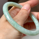 59.2mm A-Grade Natural Moss On Snow Jadeite Traditional Round Bangle No.152070