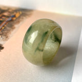 19.3mm A-Grade Natural Floral Yellowish Green Jadeite Abacus Band No.161588