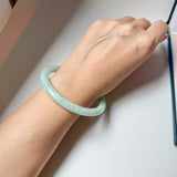 59.2mm A-Grade Natural Moss On Snow Jadeite Traditional Round Bangle No.152070