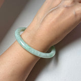 59.2mm A-Grade Natural Moss On Snow Jadeite Traditional Round Bangle No.152070