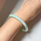 59.2mm A-Grade Natural Moss On Snow Jadeite Traditional Round Bangle No.152070