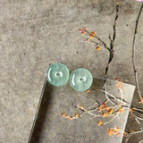 Icy A-Grade Natural Steel Blue Jadeite Donut Pair No.180941