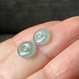 Icy A-Grade Natural Steel Blue Jadeite Donut Pair No.180941