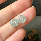 Icy A-Grade Natural Steel Blue Jadeite Donut Pair No.180941