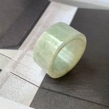 19.2mm A-Grade Natural Light Green Jadeite Archer Ring Band No.161602