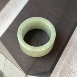 19.2mm A-Grade Natural Light Green Jadeite Archer Ring Band No.161602