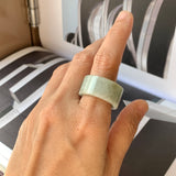 19.2mm A-Grade Natural Light Green Jadeite Archer Ring Band No.161602