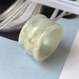 19.3mm A-Grade Natural Light Yellowish Green Jadeite Archer Ring Band No.161581