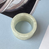 19.3mm A-Grade Natural Light Yellowish Green Jadeite Archer Ring Band No.161581