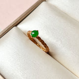 A-Grade Natural Jadeite Green Cabochon Braid Ring No.161341